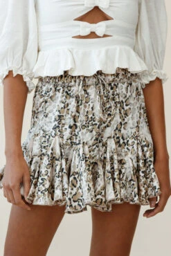 Robyn Flounce Mini Skirt Champagne Leopard 13 Robyn Flounce Mini Skirt Champagne Leopard -Bridal Dr. Denim Store 14254B21 S CHAMPAGNE LEOPARD 7