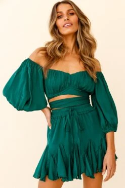 Robyn Flounce Mini Skirt Forest Green -Bridal Dr. Denim Store 14254B28 S FOREST GREEN 2