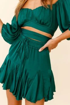 Robyn Flounce Mini Skirt Forest Green -Bridal Dr. Denim Store 14254B28 S FOREST GREEN 4