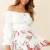 Robyn Flounce Mini Skirt Floral Print White