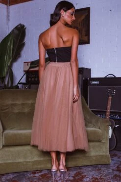 Jasmine Organza Mesh Elasticated Waist Midi Skirt Brown 15 Jasmine Organza Mesh Elasticated Waist Midi Skirt Brown -Bridal Dr. Denim Store 14491B01 20BROWN 7