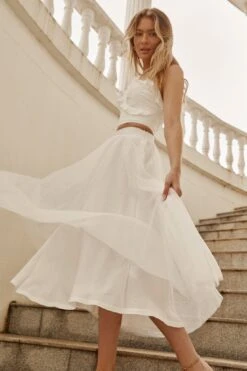 Jasmine Organza Mesh Elasticated Waist Midi Skirt White 19 Jasmine Organza Mesh Elasticated Waist Midi Skirt White -Bridal Dr. Denim Store 14491B01 WHITE 8