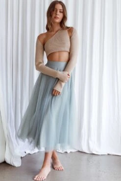 Jasmine Organza Mesh Elasticated Waist Midi Skirt Sage 15 Jasmine Organza Mesh Elasticated Waist Midi Skirt Sage -Bridal Dr. Denim Store 14491B02 20SAGE 7