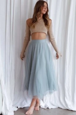 Jasmine Organza Mesh Elasticated Waist Midi Skirt Sage 16 Jasmine Organza Mesh Elasticated Waist Midi Skirt Sage -Bridal Dr. Denim Store 14491B02 20SAGE 8
