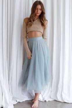 Jasmine Organza Mesh Elasticated Waist Midi Skirt Sage 17 Jasmine Organza Mesh Elasticated Waist Midi Skirt Sage -Bridal Dr. Denim Store 14491B02 20SAGE 9