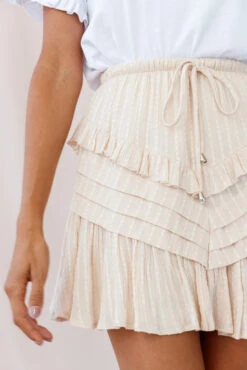 Willah Pintuck And Frill Detail Drawstring Skirt Beige -Bridal Dr. Denim Store 190123 sl13591 st1882k01 beige