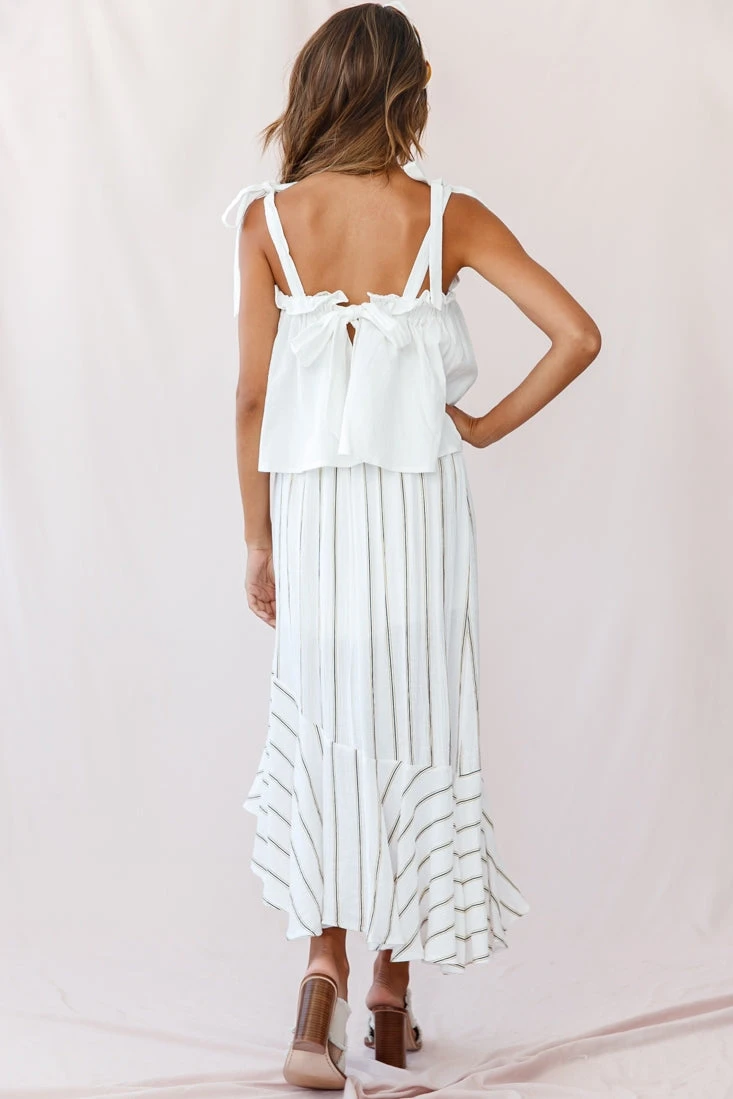 Friday Front Split Maxi Skirt Stripe Print Mustard/Navy 3 Friday Front Split Maxi Skirt Stripe Print Mustard/Navy - Image 3