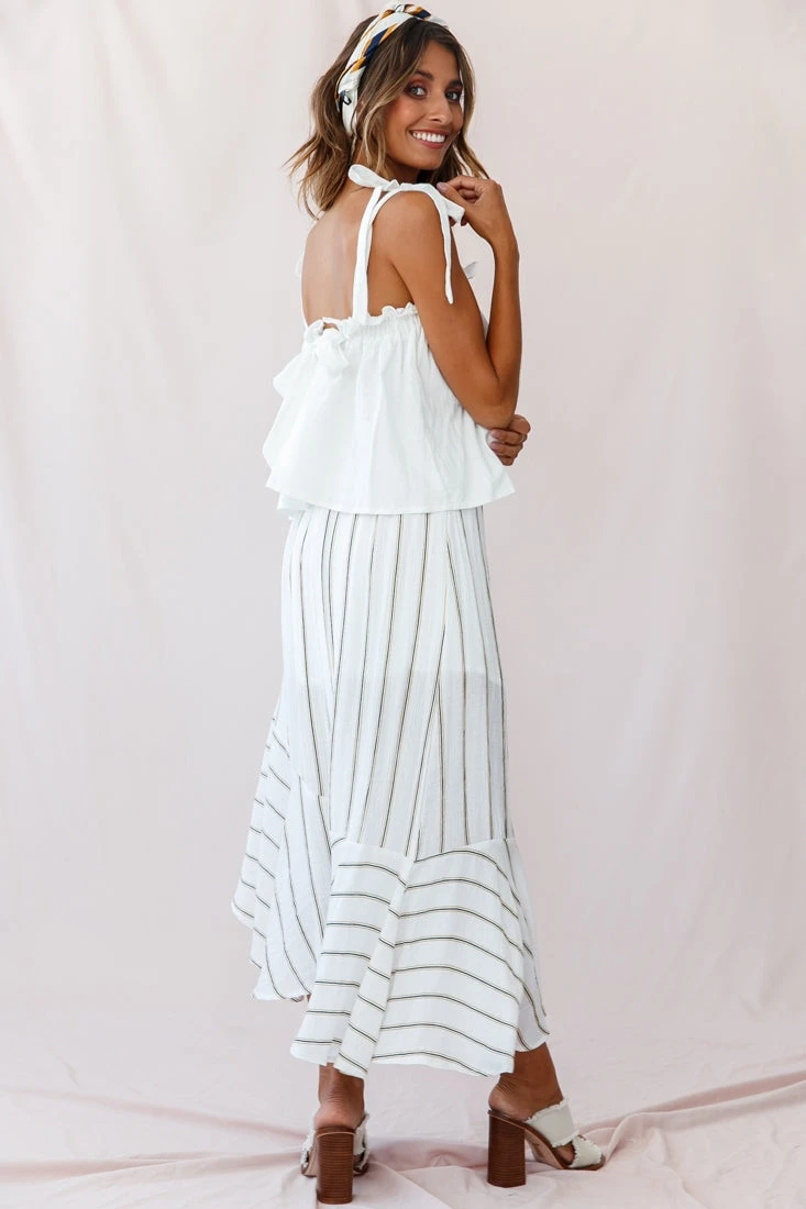 Friday Front Split Maxi Skirt Stripe Print Mustard/Navy 5 Friday Front Split Maxi Skirt Stripe Print Mustard/Navy - Image 5