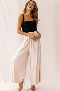 Saigon Wide Leg Eyelet Pants Mocha -Bridal Dr. Denim Store 190123 sl15218 26360b mocha st1988b black