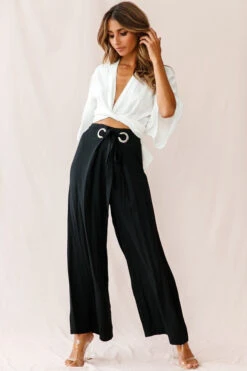 Saigon Wide Leg Eyelet Pants Black -Bridal Dr. Denim Store 190123 sl15233 26360b black
