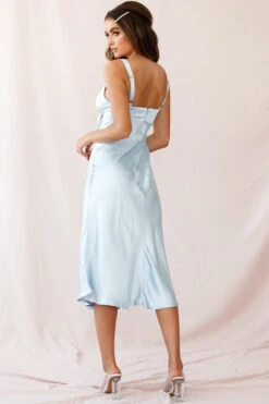 Perfect Day Satin Midi Dress Steel Blue -Bridal Dr. Denim Store 190227sl0627 st1957b01 steel blue