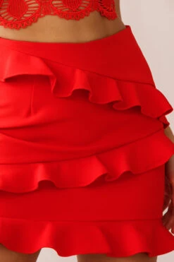 Frilled To Meet You Mini Skirt Red -Bridal Dr. Denim Store 190227sl1999 26958d red st1427b02 red
