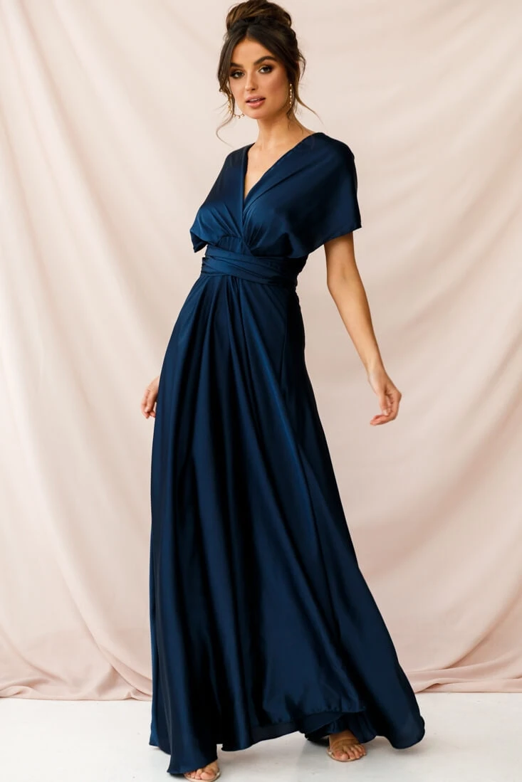 Ariana Multiway Mid Sleeve Maxi Dress Navy 2 Ariana Multiway Mid Sleeve Maxi Dress Navy - Image 2