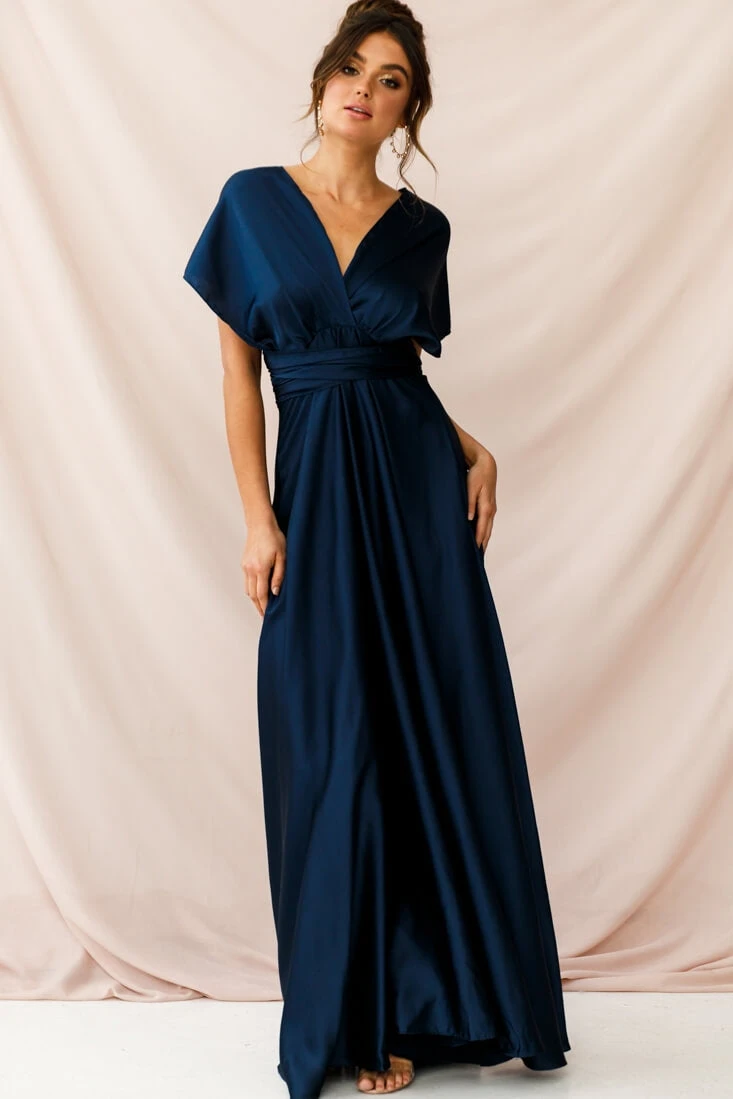 Ariana Multiway Mid Sleeve Maxi Dress Navy 1 Ariana Multiway Mid Sleeve Maxi Dress Navy