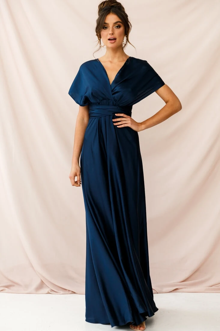 Ariana Multiway Mid Sleeve Maxi Dress Navy 6 Ariana Multiway Mid Sleeve Maxi Dress Navy - Image 6