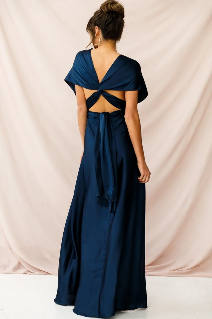 Ariana Multiway Mid Sleeve Maxi Dress Navy 4 Ariana Multiway Mid Sleeve Maxi Dress Navy - Image 4