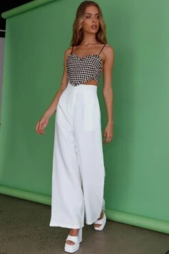 Starke High Waist Wide Leg Pants White -Bridal Dr. Denim Store 24114BR04 20WHITE 2