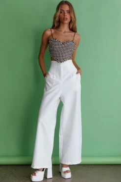 Starke High Waist Wide Leg Pants White -Bridal Dr. Denim Store 24114BR04 20WHITE 8