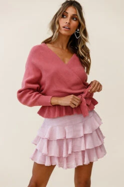 Let Them Eat Cake Triple Ruffle Skirt Blush -Bridal Dr. Denim Store 27129b rose top cm0069d02 blush bottom 190910sl1426 1