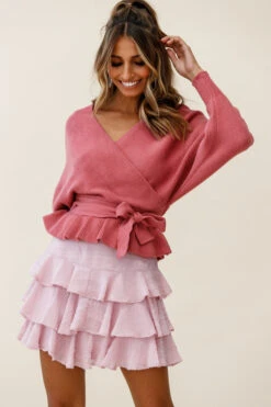 Let Them Eat Cake Triple Ruffle Skirt Blush -Bridal Dr. Denim Store 27129b rose top cm0069d02 blush bottom 190910sl1431 1