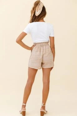 West Virginia Paperbag Waist Shorts Mocha/White Stripe -Bridal Dr. Denim Store 27148B MOCHA WHITE STRIPE 5