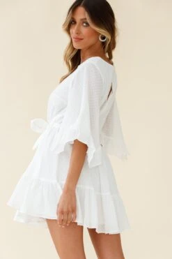 Joni Batwing Sleeve Waist Tie Dress White -Bridal Dr. Denim Store 27185B02 WHITE 3