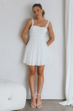 Illia Frill Trim Textured Dress White 15 Illia Frill Trim Textured Dress White -Bridal Dr. Denim Store 27240BR01 20WHITE 7