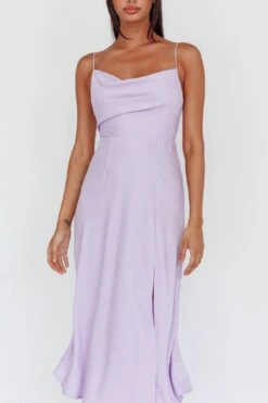 Suki Front Split Midi Dress Lilac -Bridal Dr. Denim Store 27416D01LILAC 4