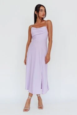 Suki Front Split Midi Dress Lilac -Bridal Dr. Denim Store 27416D01LILAC 5