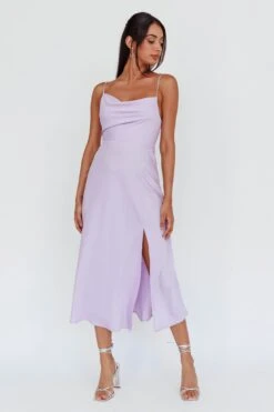 Suki Front Split Midi Dress Lilac -Bridal Dr. Denim Store 27416D01LILAC 6