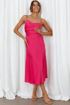 Suki Front Split Midi Dress Hot Pink -Bridal Dr. Denim Store 27416D01 HOT PINK 8