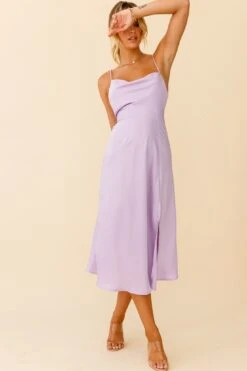 Suki Front Split Midi Dress Lilac -Bridal Dr. Denim Store 27416D01 LILAC 6