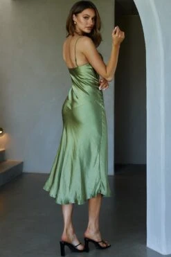 Well Versed Pleated Bust Front Split Dress Olive -Bridal Dr. Denim Store 27595D24 20OLIVE 3