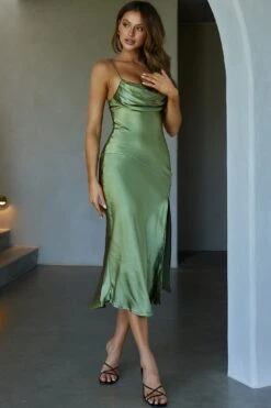 Well Versed Pleated Bust Front Split Dress Olive -Bridal Dr. Denim Store 27595D24 20OLIVE 6