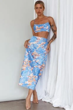 Well Versed Maxi Skirt Abstract Blue -Bridal Dr. Denim Store 27595DS51 S 20BLUE 2