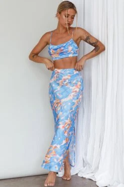 Well Versed Maxi Skirt Abstract Blue -Bridal Dr. Denim Store 27595DS51 S 20BLUE 5