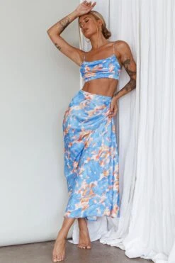 Well Versed Maxi Skirt Abstract Blue -Bridal Dr. Denim Store 27595DS51 S 20BLUE 7