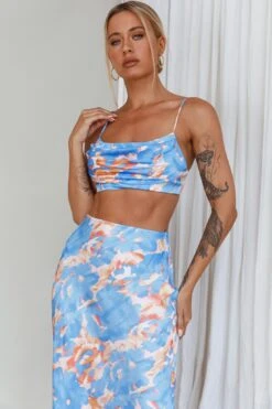 Well Versed Maxi Skirt Abstract Blue -Bridal Dr. Denim Store 27595DS51 S 20BLUE 8