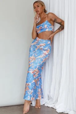 Well Versed Maxi Skirt Abstract Blue -Bridal Dr. Denim Store 27595DS51 S 20BLUE 9