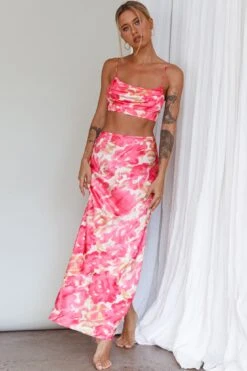 Well Versed Maxi Skirt Abstract Pink -Bridal Dr. Denim Store 27595DS51 S 20PINK 2