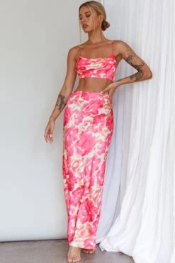 Well Versed Maxi Skirt Abstract Pink -Bridal Dr. Denim Store 27595DS51 S 20PINK 5