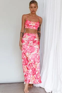 Well Versed Maxi Skirt Abstract Pink -Bridal Dr. Denim Store 27595DS51 S 20PINK 6