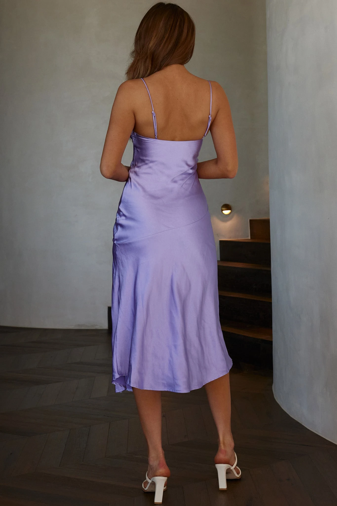 Well Versed Pleated Bust Front Split Dress Lilac 2 Well Versed Pleated Bust Front Split Dress Lilac - Image 2