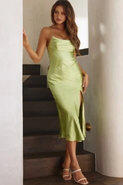 Well Versed Pleated Bust Front Split Dress Lime 13 Well Versed Pleated Bust Front Split Dress Lime -Bridal Dr. Denim Store 27595D 20LIME 6