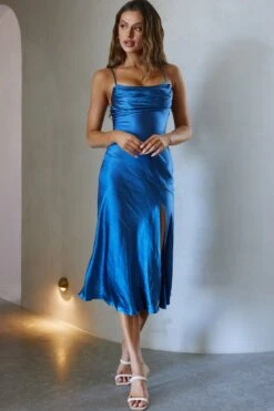 Well Versed Pleated Bust Front Split Dress Navy -Bridal Dr. Denim Store 27595D 20NAVY 5