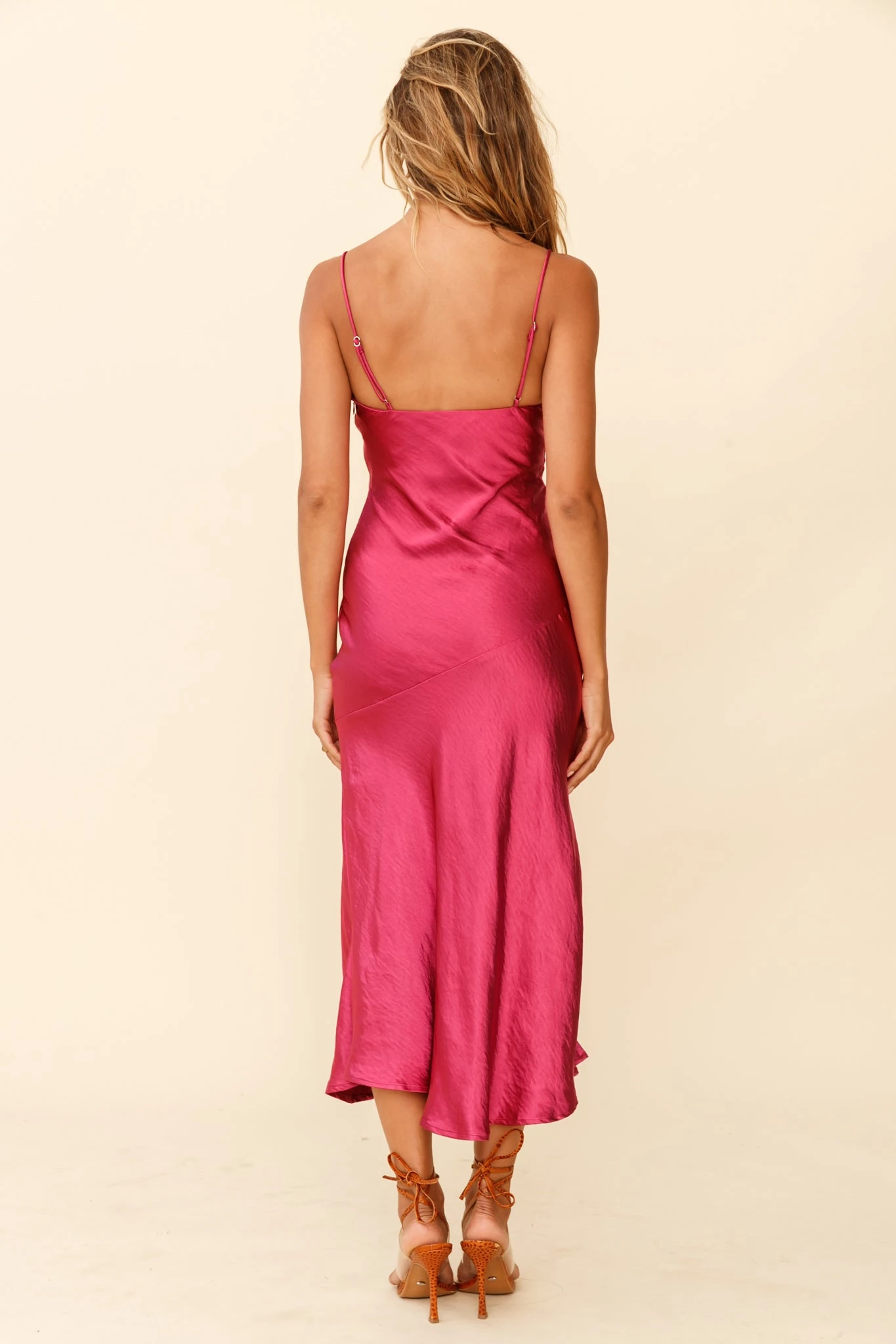 Well Versed Pleated Bust Front Split Dress Fuchsia 2 Well Versed Pleated Bust Front Split Dress Fuchsia - Image 2