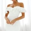 Rossi Off-Shoulder Double Ruffle Dress White