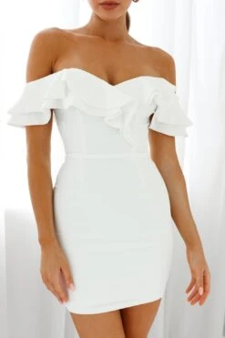 Rossi Off-Shoulder Double Ruffle Dress White -Bridal Dr. Denim Store 52391B04 WHITE 4