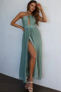 Athena High Split Maxi Dress Olive 17 Athena High Split Maxi Dress Olive -Bridal Dr. Denim Store 52405B 20OLIVE 9