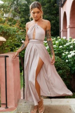 Athena High Split Maxi Dress Mocha 13 Athena High Split Maxi Dress Mocha -Bridal Dr. Denim Store 52405B MOCHA 6 1